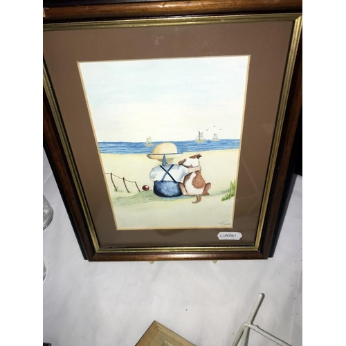 433 - 3 framed & glazed beach scene watercolours signed J.T. (Theobold)