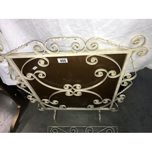 455 - 2 vintage wrought iron fire screens, 1 A/F *Collect Only*