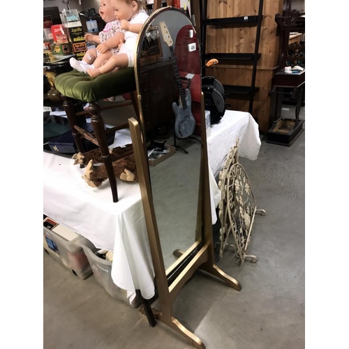 456 - A vintage arch top bevel edge cheval mirror (height 143cm) *Collect Only*