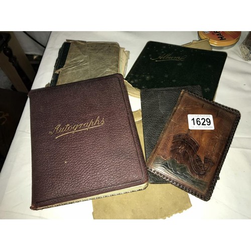 1629 - A collection of autograph/sketch books dated 1910 onwards & including leather wallets