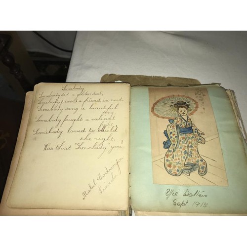 1629 - A collection of autograph/sketch books dated 1910 onwards & including leather wallets