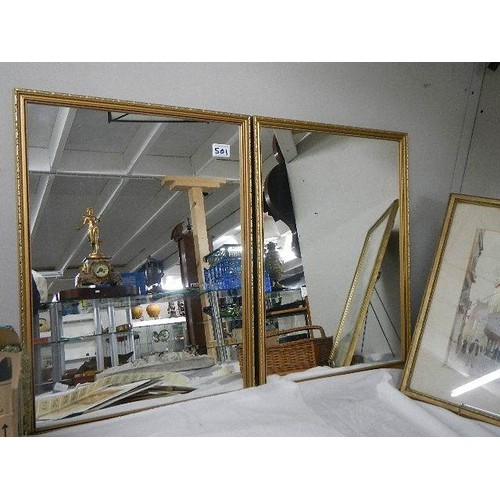 501 - Two gilt framed mirrors.