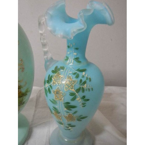 503 - Two Victorian hand painted glass vases.