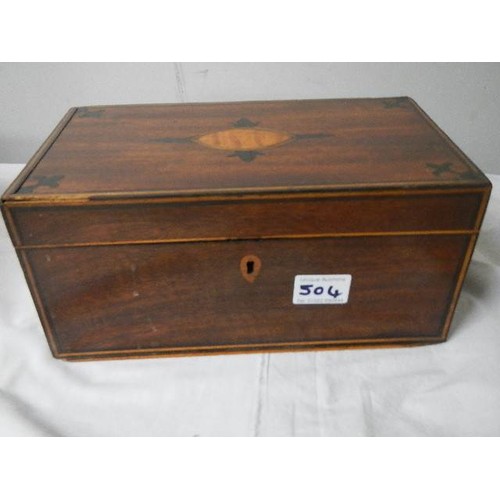 504 - A Victorian mahogany inlaid box a/f.