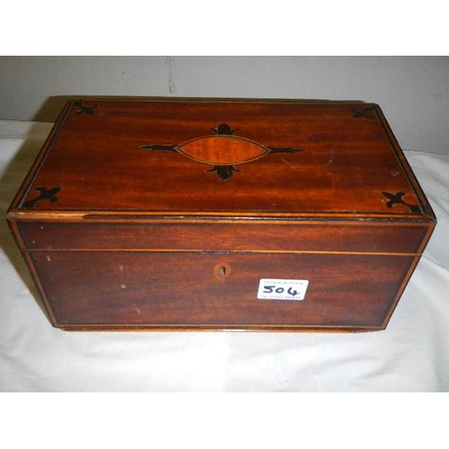 504 - A Victorian mahogany inlaid box a/f.