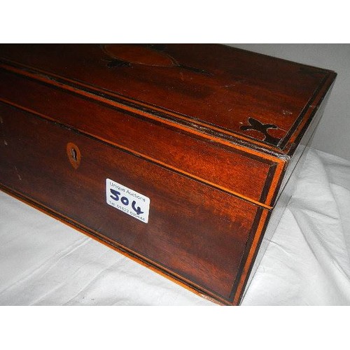 504 - A Victorian mahogany inlaid box a/f.