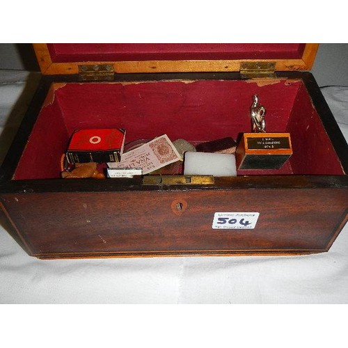 504 - A Victorian mahogany inlaid box a/f.