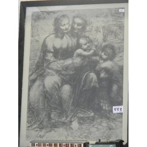 558 - A framed and glazed print entitled 'The Leonardo Cartoon'