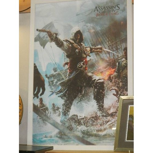 561 - A  framed and glazed poster 'Assasin's Creed IV Black Flag'.