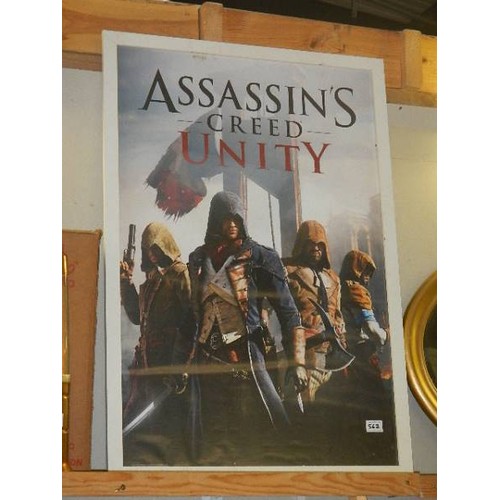 567 - A framed and glazed poster 'Assasin's Creed Unity'.