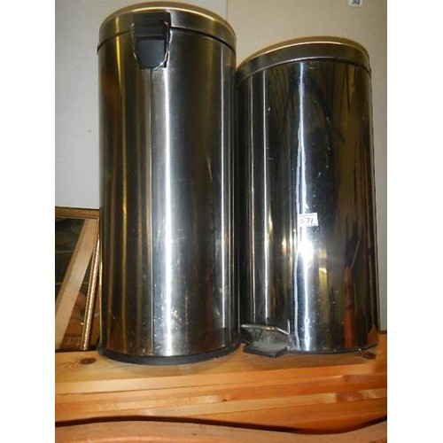 571 - Two stainless steel waste bins.