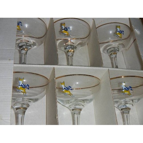 574 - Six Babycham glasses in original box.