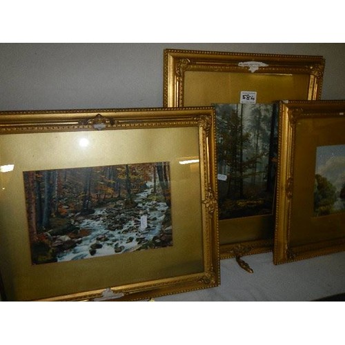 584 - Three framed and glazed rural scenes.