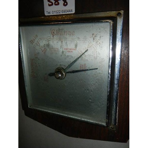 588 - A square wall barometer.