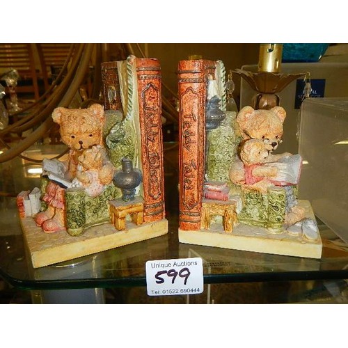 599 - A pair of Teddy bear book ends.