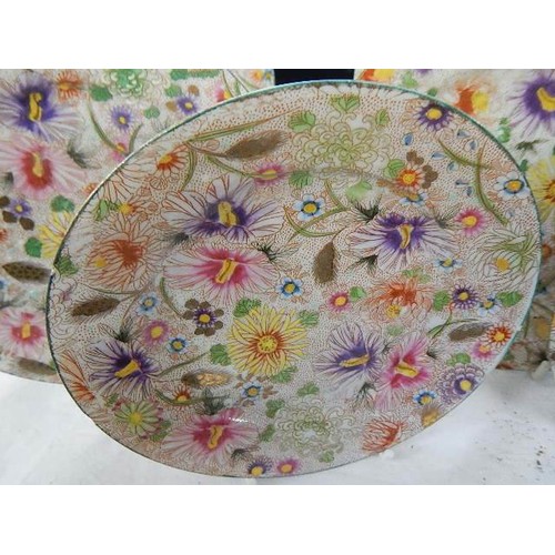 610 - A set of six Chinese tea plates and other ceramic items.