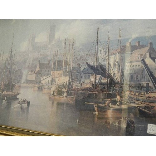 641 - A gilt framed print of The Brayford, Lincoln.