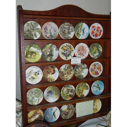 654 - A centenary collection of miniature collector's plates on rack.