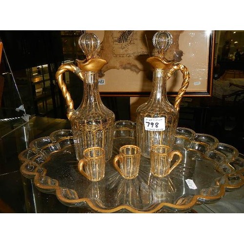 798 - A Victorian glass drinks set on tray.