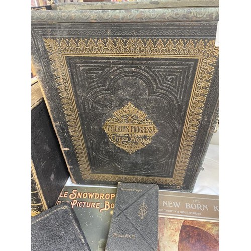 606 - A mixed lot of religious books including 1820 Bible (cover present but detached), other Bibles and l... 