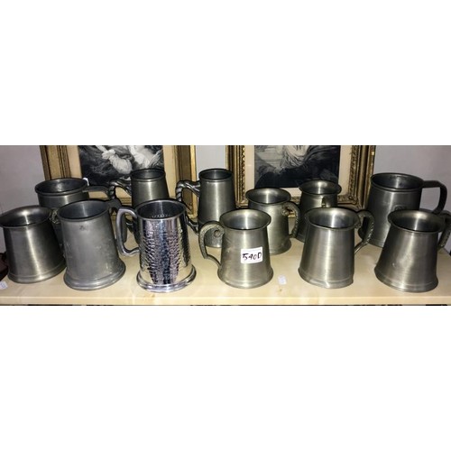 540D - 12 old pewter tankards