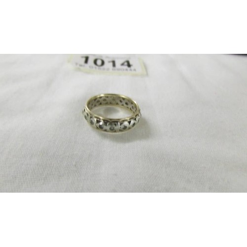 1014 - A 22ct gold wedding ring, size L, 2.1 grams and a 9ct gold eternity ring size L.