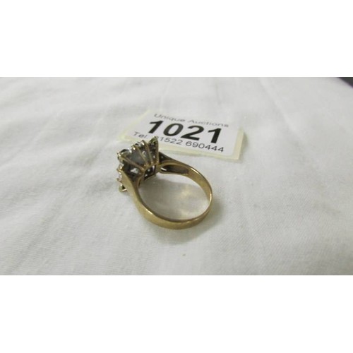 1021 - A yellow gold diamond and sapphire ring, size N, 4.4 grams (Hallmark indistinguishable)