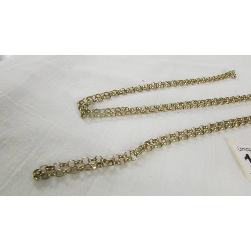 1029 - An extra long 9ct gold chain, 140 cm, 25.4 grams.