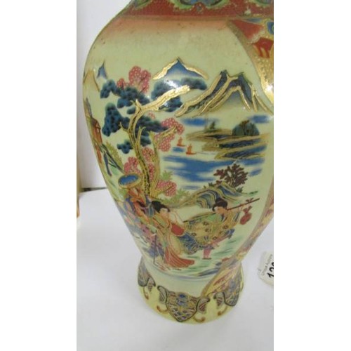 1204 - A 33 cm tall Satsuma vase, (not marked).