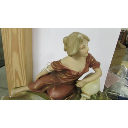 1219 - A Royal Dux figure of a lady on shelf, 27cm, no damage.