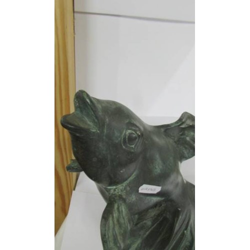 1257 - A bronze Koi carp, 28 cm high.