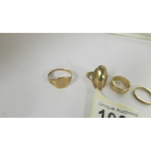 1069 - Five 9ct gold rings, 15 grams.