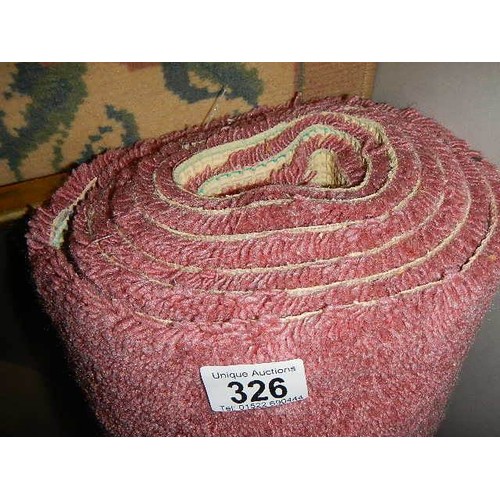 326 - A piece of pink shag pile carpet.   COLLECT ONLY.