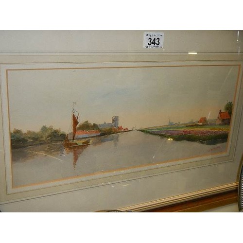 343 - A pair of framed and glazed rural scene watercolours,   COLLECT ONLY.