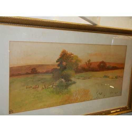 343 - A pair of framed and glazed rural scene watercolours,   COLLECT ONLY.