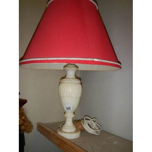 360 - An old marble table lamp.