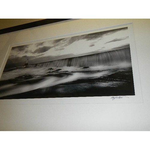 381 - A framed and glazed photo of 'Breakwater Aberdeen Harbour' by Ray Smith, 77 x 49 cm. COLLECT ONLY.