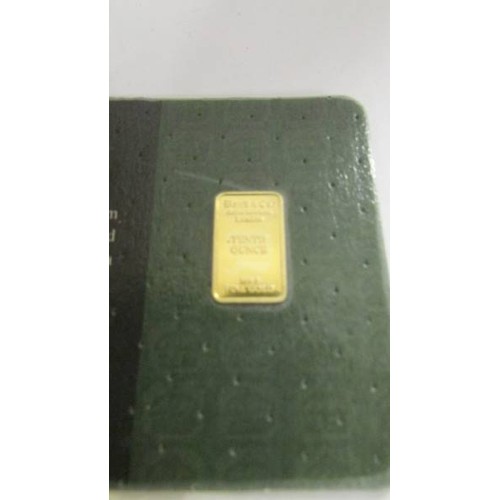 1191 - A Baird & Co., 1 tenth ounce gold minted bar, 999.9 fine gold.