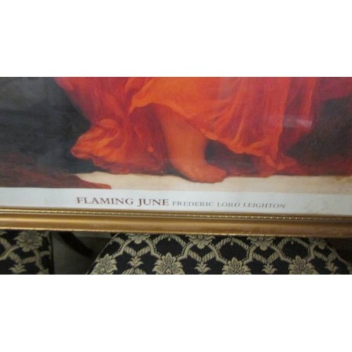 1304 - A gilt framed and perspex glazed print entitled 'Flaming June' Frederick Lord Leighton. 86 x 66 cm.