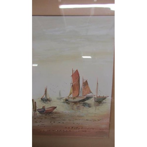 1305 - A pair of framed and glazed seascape water colour paintings signed H Norton, 57 x 44 cm.