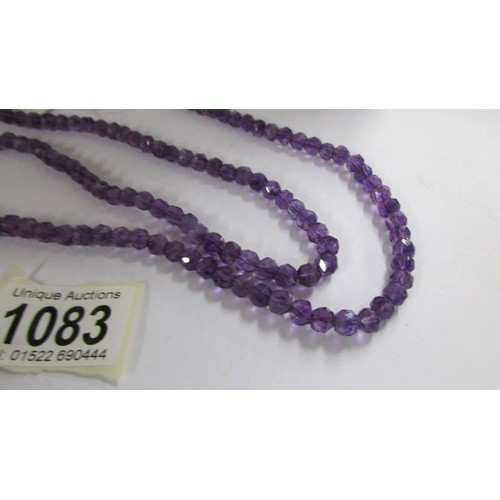 1083 - A necklace of natural amethyst beads, birthstone for February.