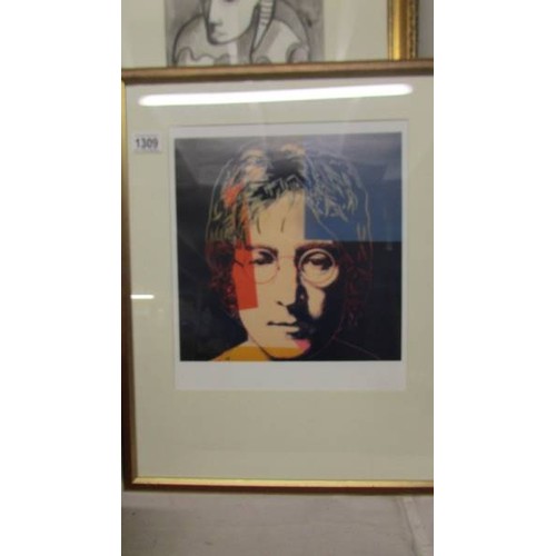 1309 - Andy Warhol (1928-1987) Lithographic print of John Lennon, published by Neues New York in associatio... 