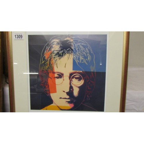 1309 - Andy Warhol (1928-1987) Lithographic print of John Lennon, published by Neues New York in associatio... 