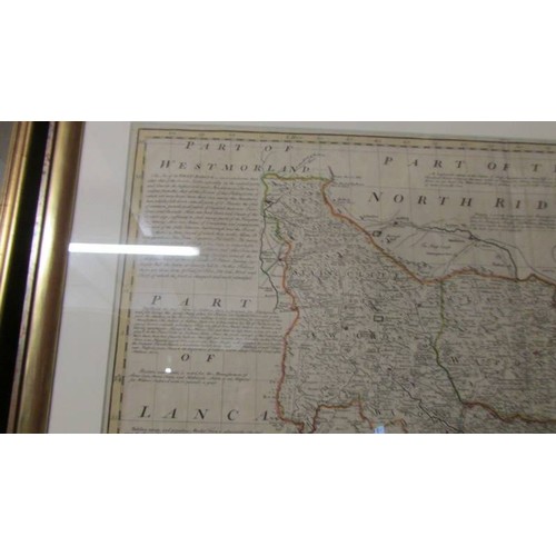 1315 - A framed and glazed map of Yorkshire.