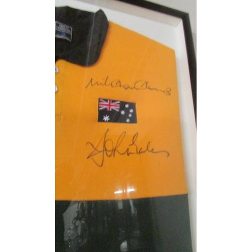 1318 - A framed limited edition shirt personally signed by the world cup winning captain's. COLLECT ONLY