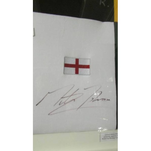 1318 - A framed limited edition shirt personally signed by the world cup winning captain's. COLLECT ONLY