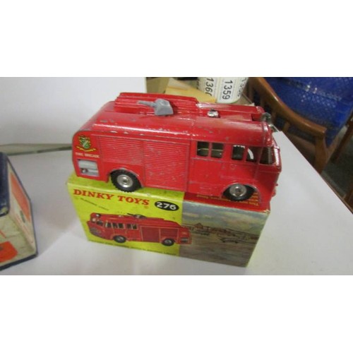 1352 - Three Playworn Dinky Bedford Leyland and two fire engines in original boxes.  276, 521, 531, 555, 40... 