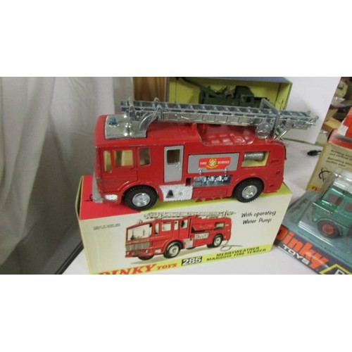 1353 - Four Dinky's in good condition, in original boxes.  285 fire engine, 978 refuse wagon, 451 Johnson r... 