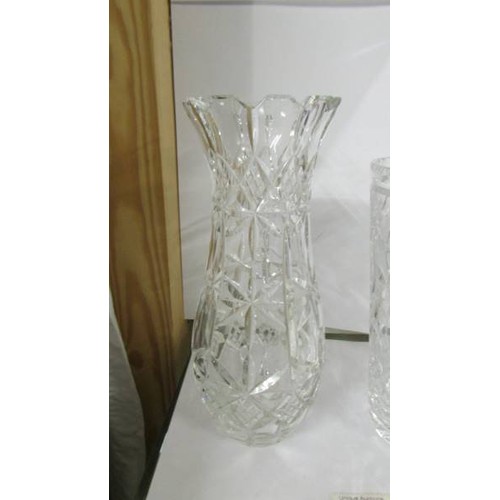 1362 - Two good quality cut glass vases.