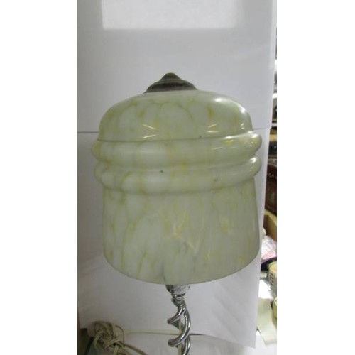 1371 - An Art Dec chrome plated barley twiist table lamp, 40 cm tall.